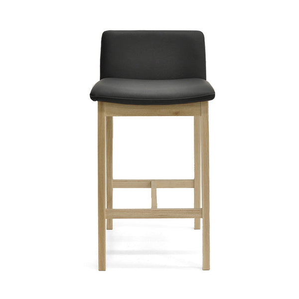 Bailey : Bar Stool Ash Frame with Black Leather