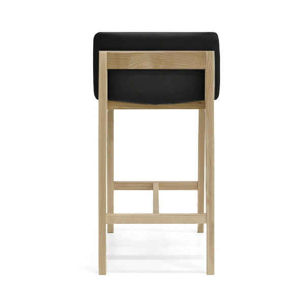 Bailey : Bar Stool Ash Frame with Black Leather