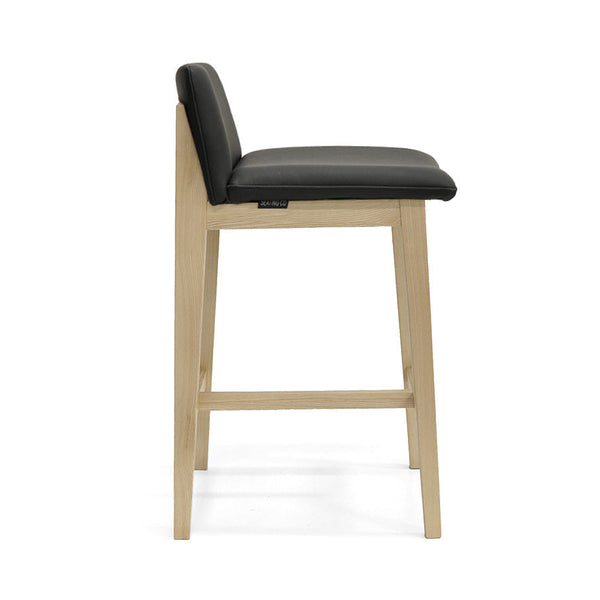 Bailey : Bar Stool Ash Frame with Black Leather