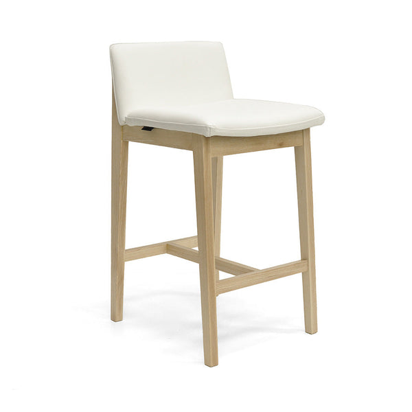 Bailey : Bar Stool Ash Frame with White Leather