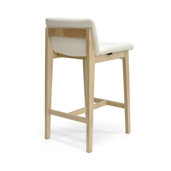 Bailey : Bar Stool Ash Frame with White Leather