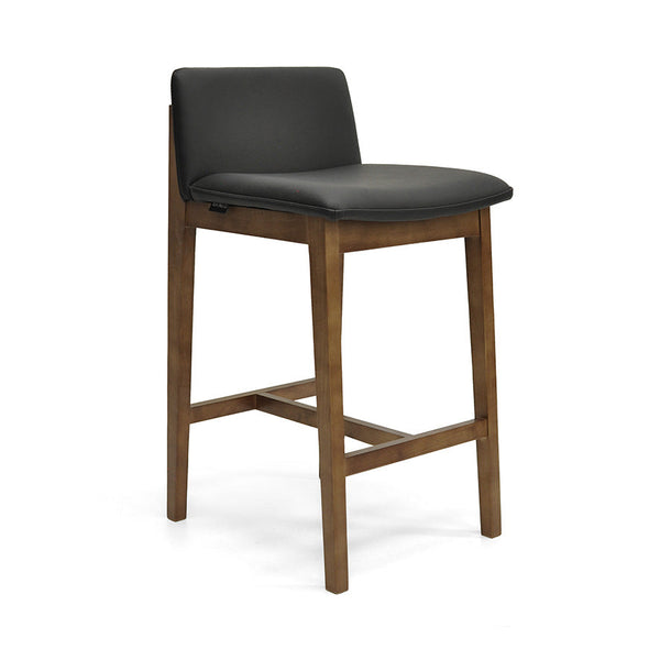 Bailey : Bar Stool Walnut Ash Frame with Black Leather