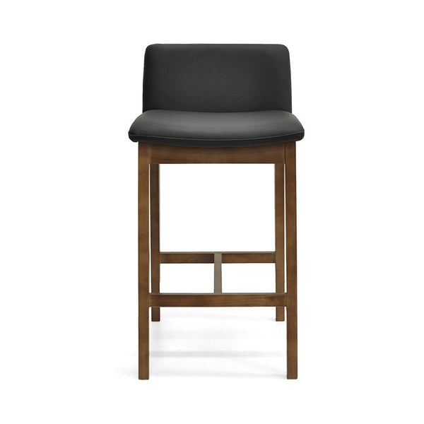Bailey : Bar Stool Walnut Ash Frame with Black Leather