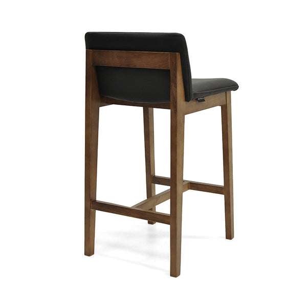 Bailey : Bar Stool Walnut Ash Frame with Black Leather