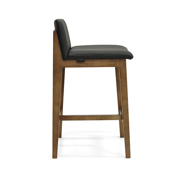 Bailey : Bar Stool Walnut Ash Frame with Black Leather