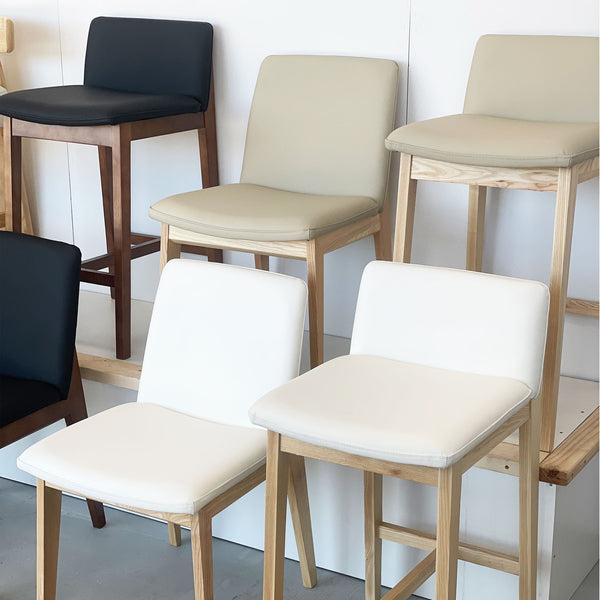 Bailey : Dining Chair Ash Frame with White Leather