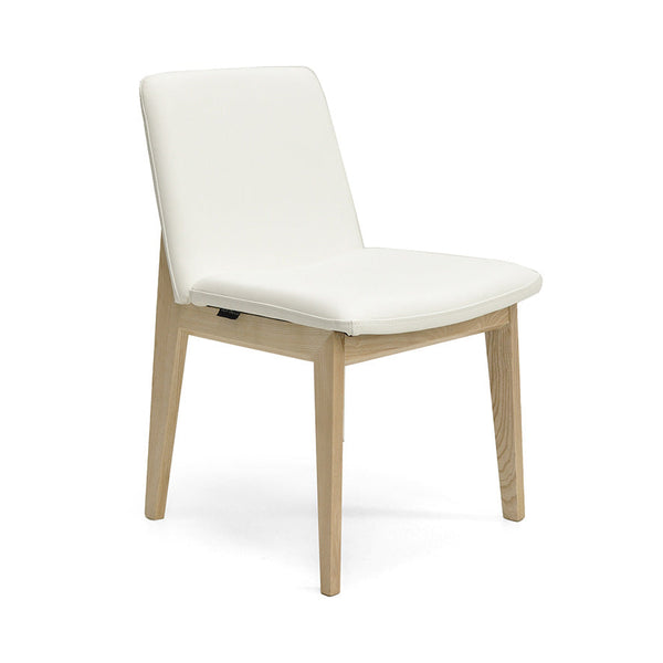 Bailey : Dining Chair Ash Frame with White Leather