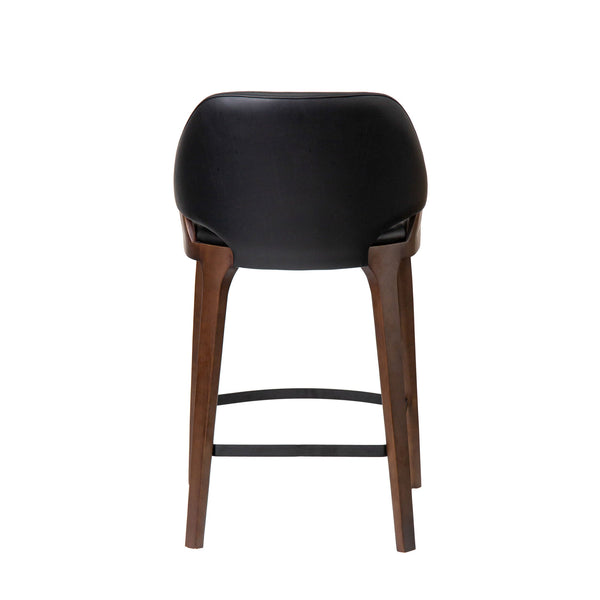 Baylor : Bar Stool Black Pu - Walnut Frame