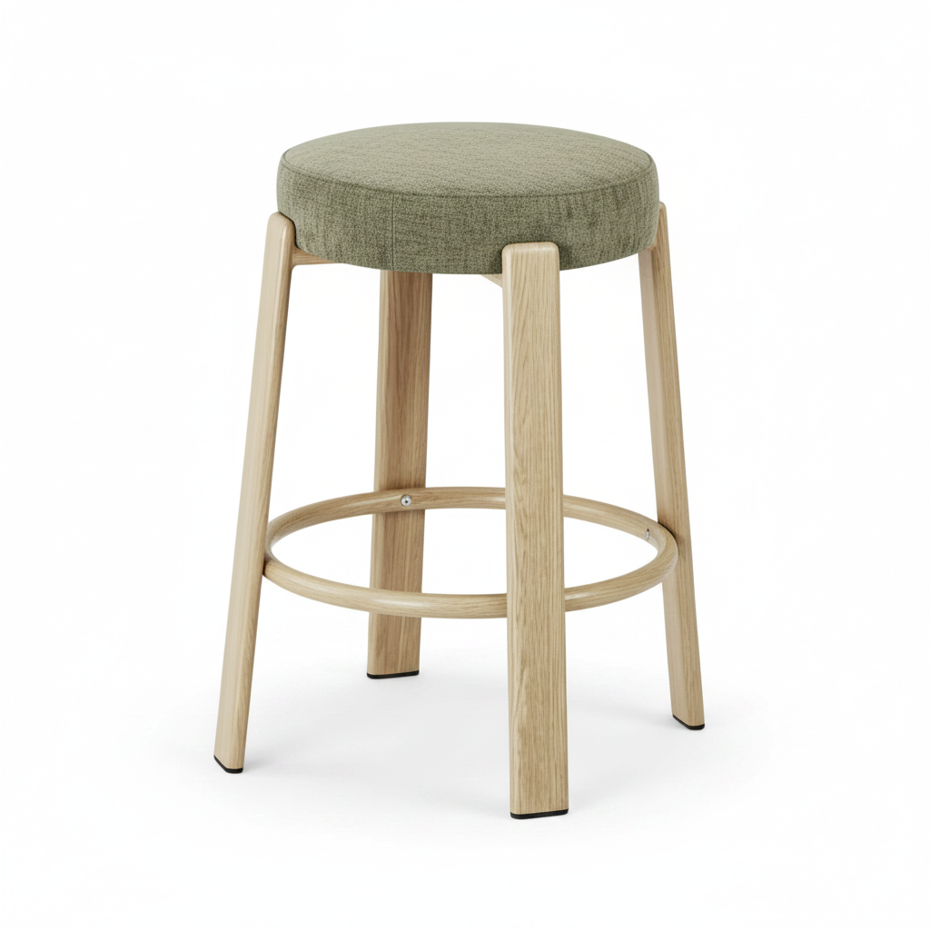 Bergan : Bar Stool Natural Frame Forrest Fabric