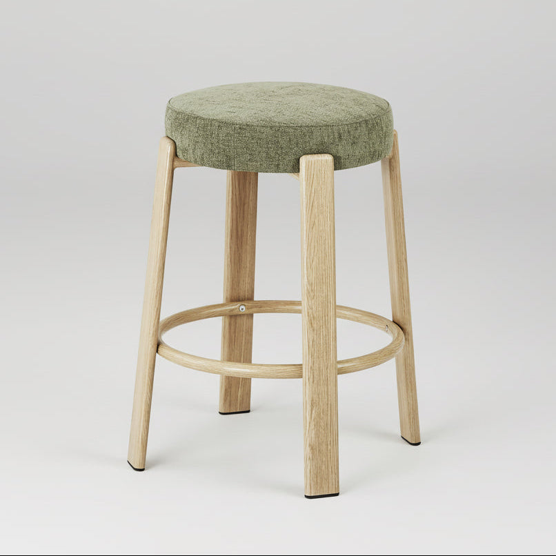Bergan : Bar Stool Natural Frame Forrest Fabric