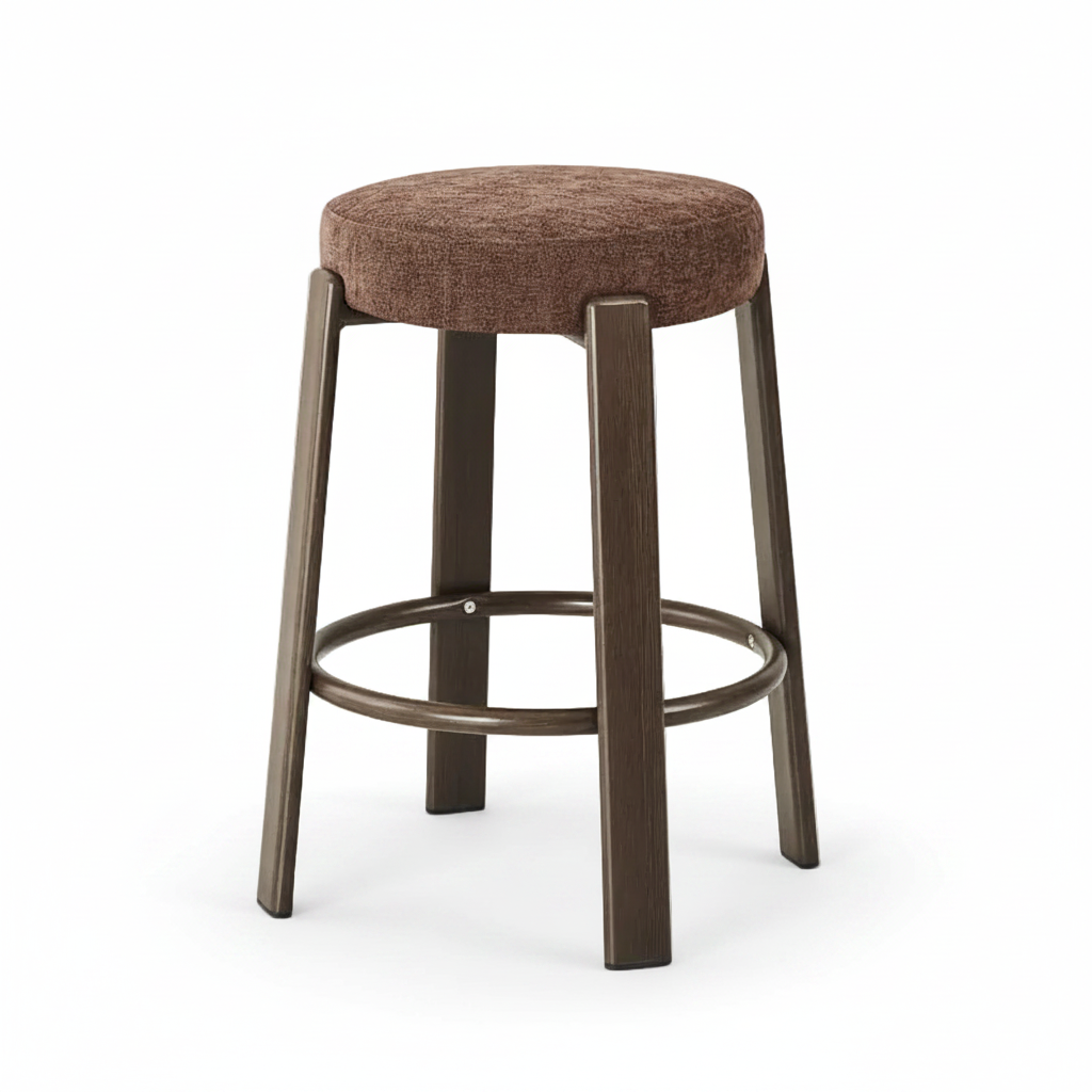 Bergan : Bar Stool Walnut Frame Rust Fabric