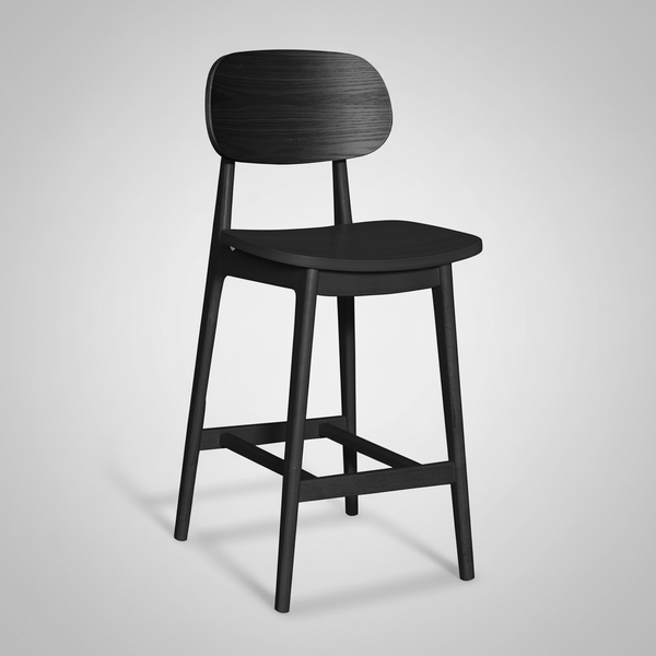 Bowi : Bar Stool Black Timber Seat