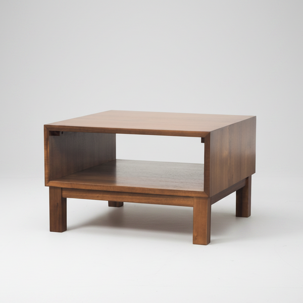 Blackwood coffee table with open shelf and square legs