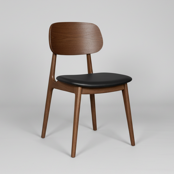 Bowi : Dining Chair Light Walnut Frame Black Seat