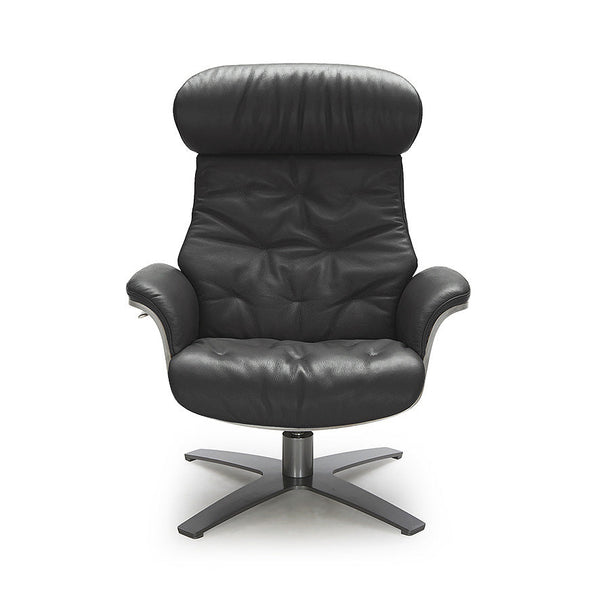Bristol : Swivel Leather Accent Chair with Ottoman