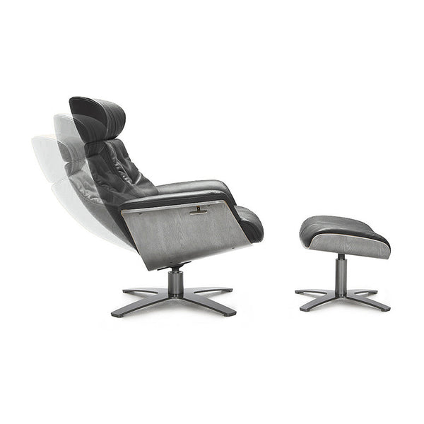 Bristol : Swivel Leather Accent Chair with Ottoman
