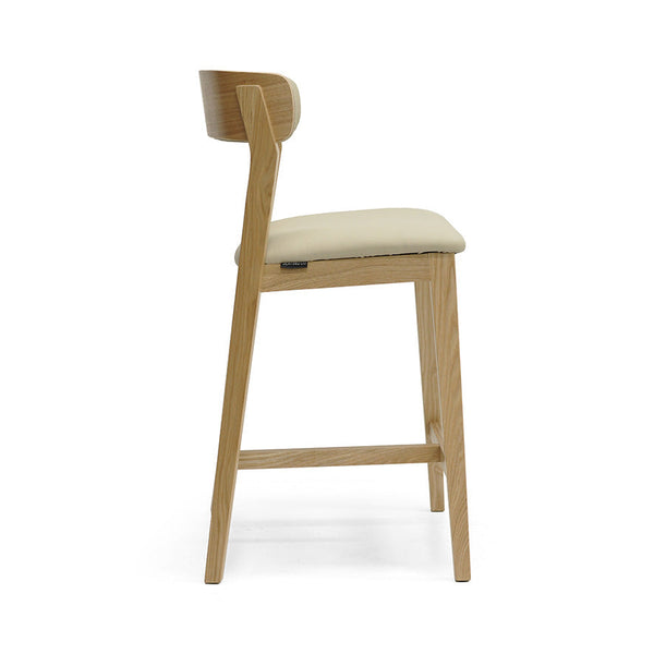 Caitlin : Bar Stool Ash Frame with Black Leather