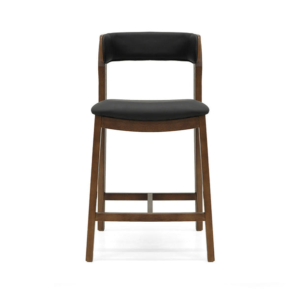 Caitlin : Bar Stool Walnut Ash Frame with Black Leather