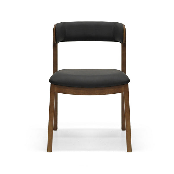 Caitlin : Dining Chair Walnut Frame with Black Leather
