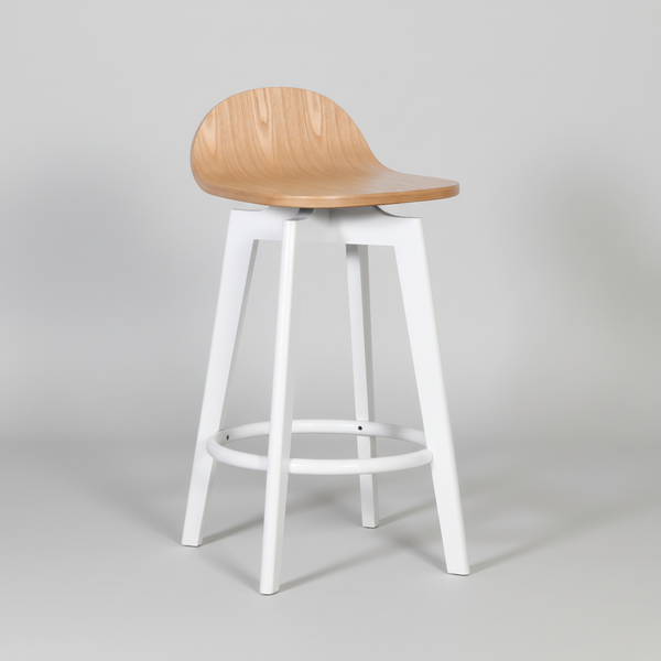 Caulfield : Bar Stool Solid Seat White / Natural