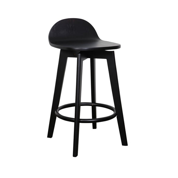 Caulfield Bar Stool Timber Seat in Black