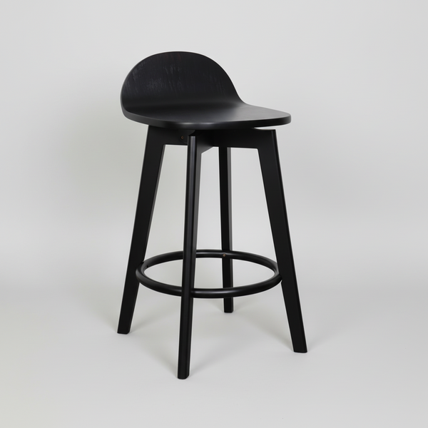 Caulfield : Bar Stool Solid Seat Black
