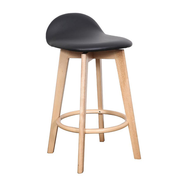 Caulfield Bar Stool natural frame black pu