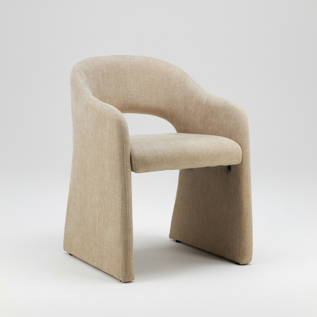 Beige armchair on a white background