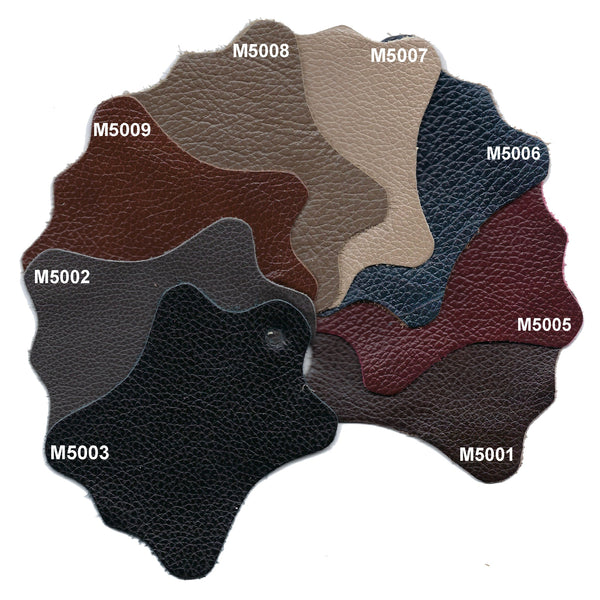 Leather upholstery color swatch chart for William II sofa, multiple shades of leather