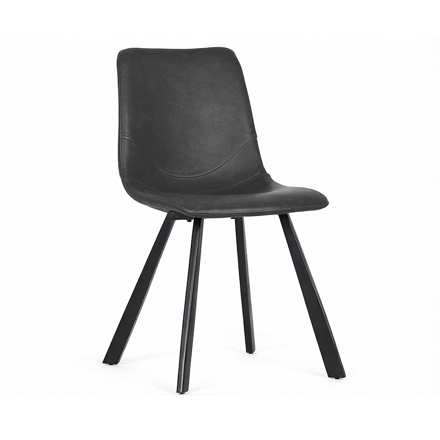 Upholstered dining chair, antique black with curved backrest and tapered black legs