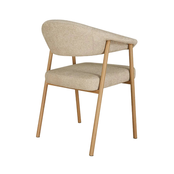 Como Dining Chair Dark Oak Frame with Beige Fabric Back Side