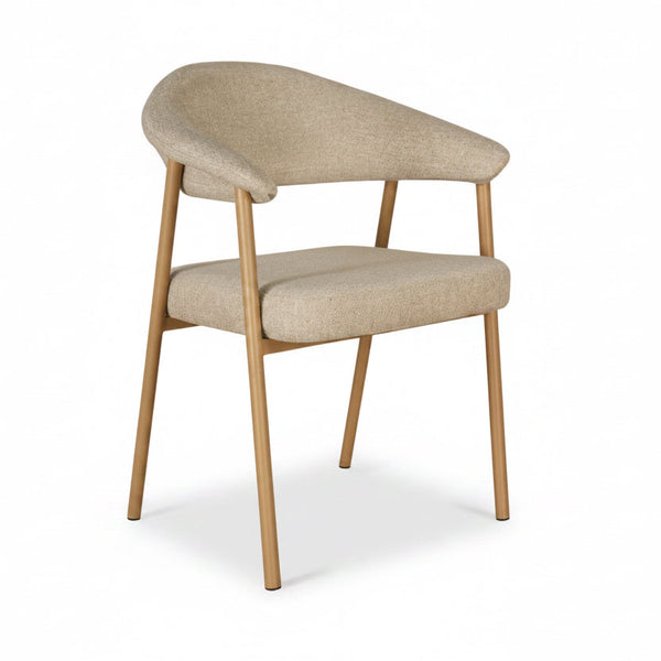 Como Dining Chair Dark Oak Frame with Beige Fabric Front Side