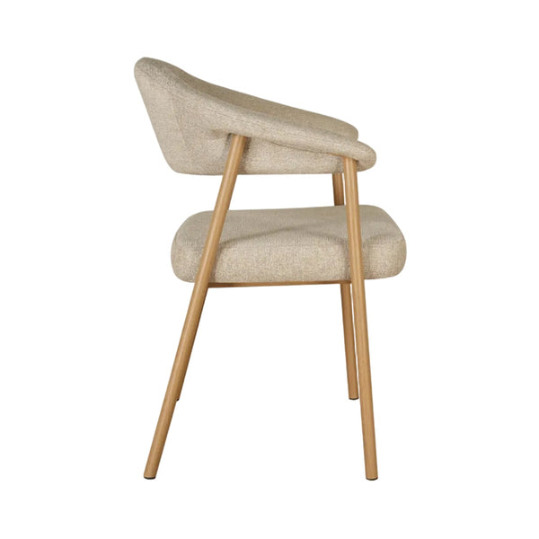 Como Dining Chair Dark Oak Frame with Beige Fabric Side