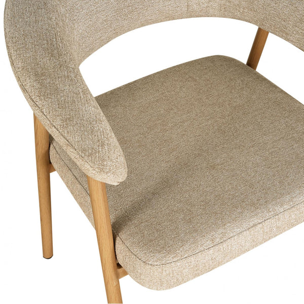 Como Dining Chair Dark Oak Frame with Beige Fabric Zoom