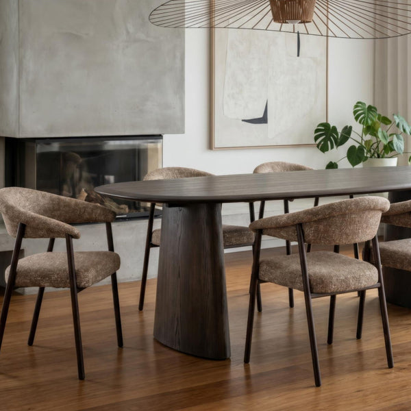 Como Dining Chair Dark Walnut Frame with Toffee Fabric Lifestyle Photo