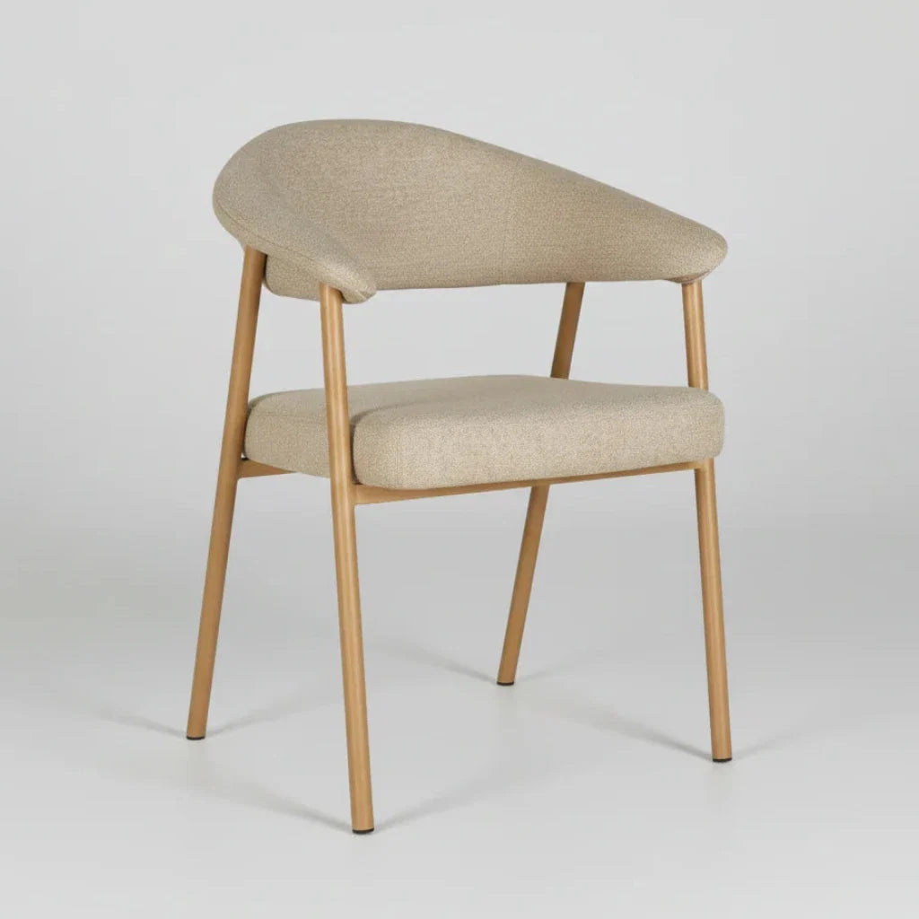 Como Dining Chair Dark Oak Frame with Beige Fabric Front Side