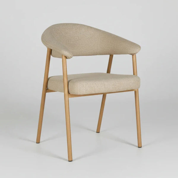 Como Dining Chair Dark Oak Frame with Beige Fabric Front Side