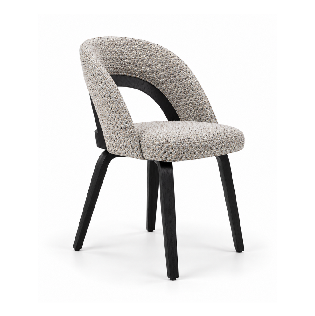 Mina Dining Chair | Pebble Fabric | Black Frame