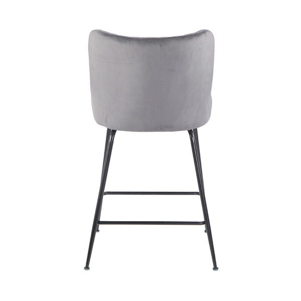Dario : Bar Stool Black Frame Pebble Grey Velvet