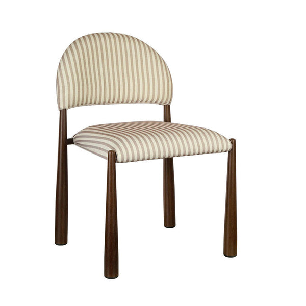 Striped chair with wooden legs on a white background