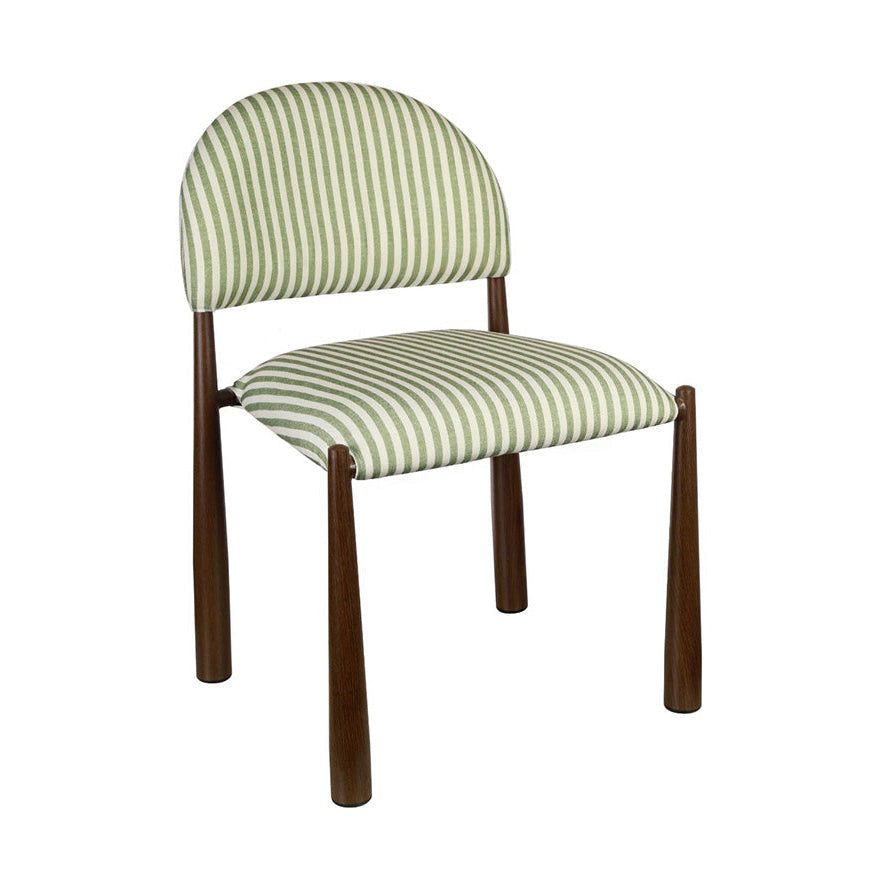 Egypt: Dining Chair Walnut Moss Striped Fabric