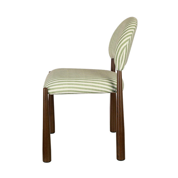 Egypt: Dining Chair Walnut Moss Striped Fabric