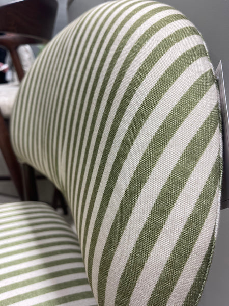 Egypt Dining Chair Walnut Moss Striped Fabric