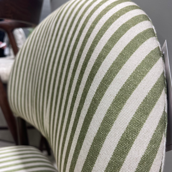 Egypt Dining Chair Walnut Moss Striped Fabric