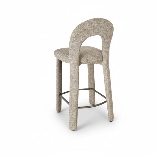 Ella Bar Stool Modern Fully Upholstered Warm Oay Chenille Fabric Back