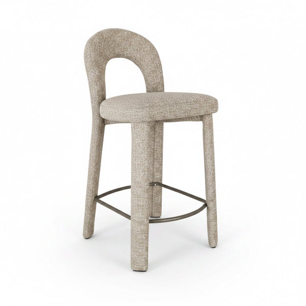 Ella Bar Stool Modern Fully Upholstered Warm Oay Chenille Fabric Front
