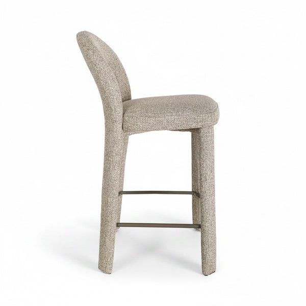 Ella Bar Stool Modern Fully Upholstered Warm Oay Chenille Fabric Side