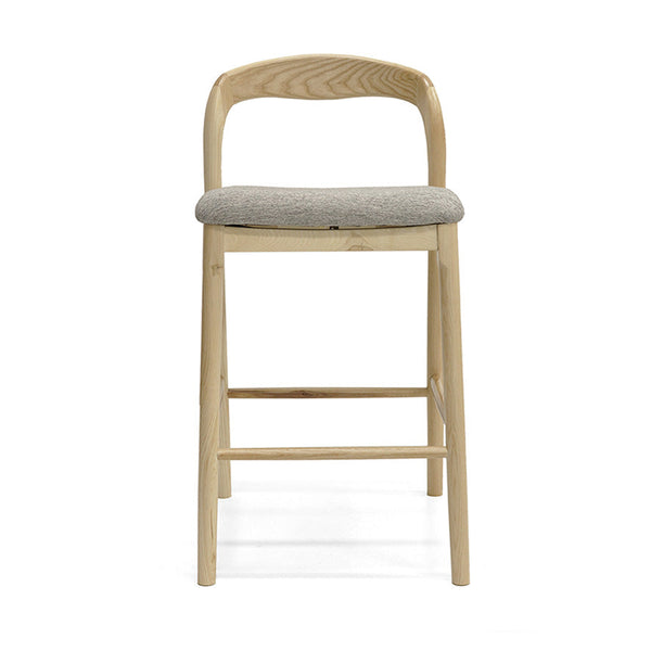 Elle : Bar Stool Ash Frame with Stone Fabric Seat