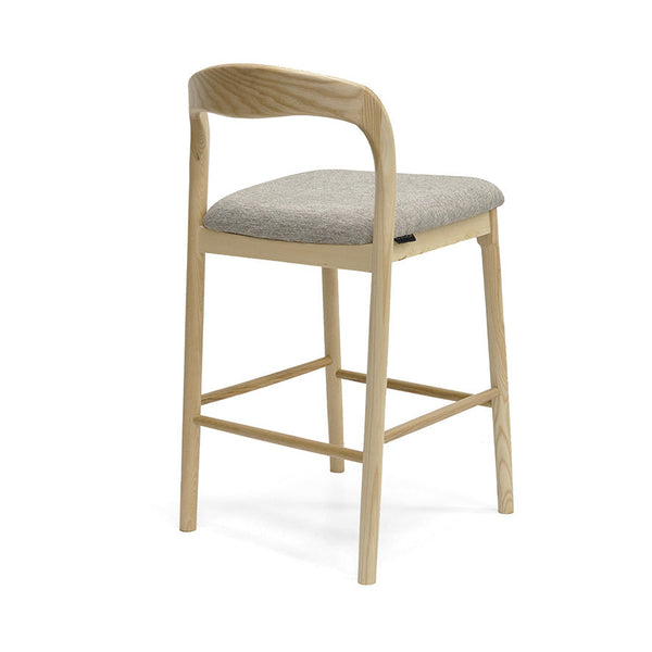 Elle : Bar Stool Ash Frame with Stone Fabric Seat