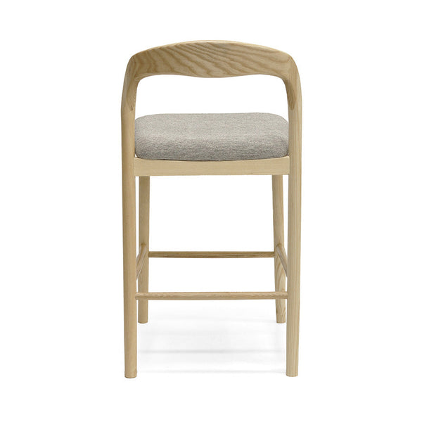 Elle : Bar Stool Ash Frame with Stone Fabric Seat